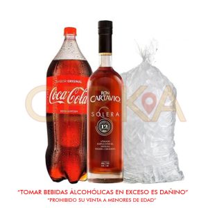 Dúo: Ron Cartavio Solera+Coca Cola 2.5L+Hielo 2K